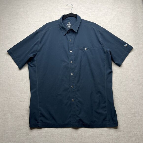 KUHL Men's Renegade Tufflex Navy Blue Short Sleeve Stretch Performance Shirt XL - Picture 1 of 11